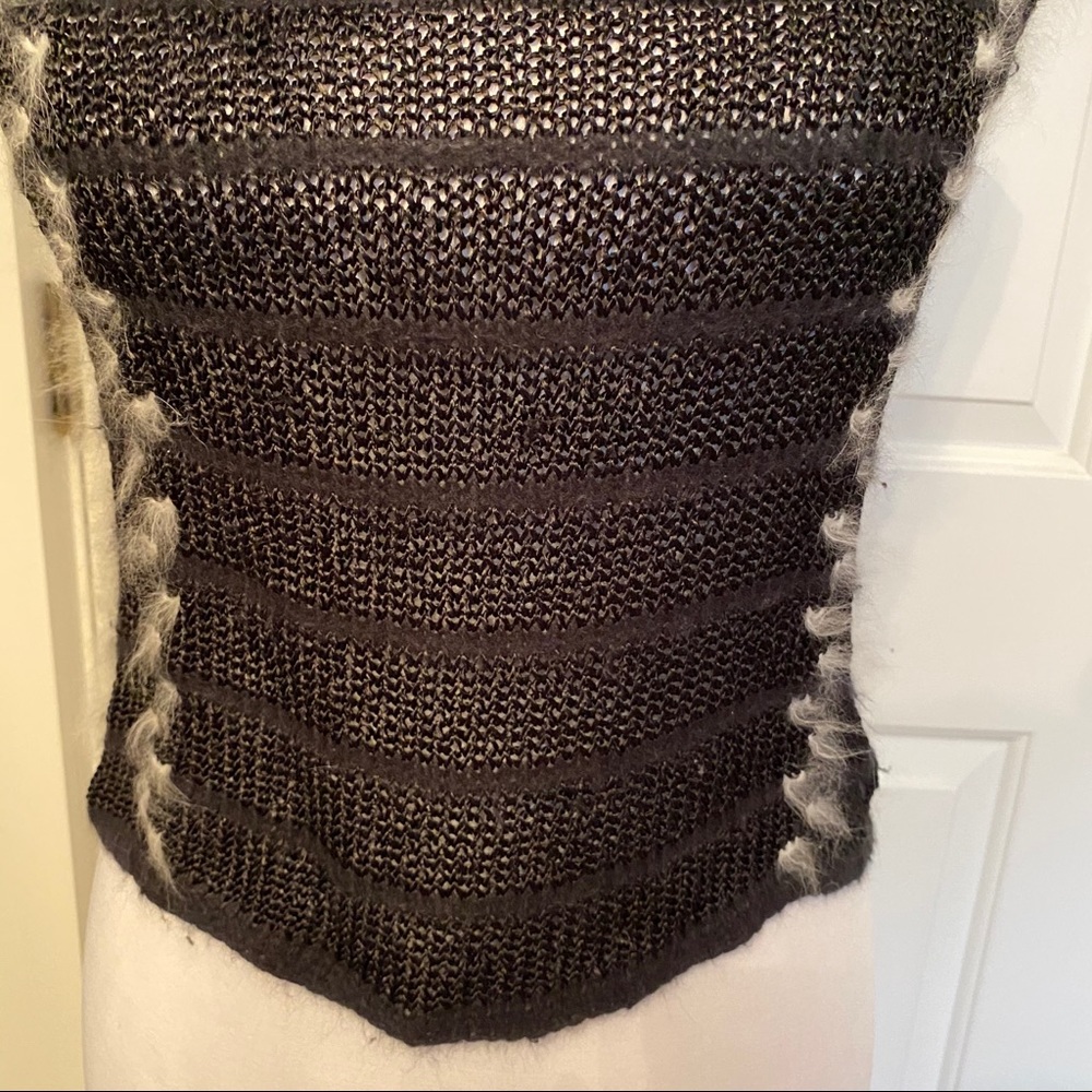 VINTAGE ANN TAYLOR KENDRICK SWEATER SCOOP NECK BLACK WHITE SLEEVELESS Size M - Picture 4 of 8